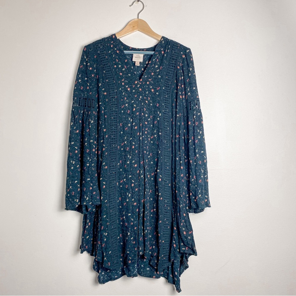 Knox Rose Green Dress Floral Boho Peasant Cottagecore Sz S